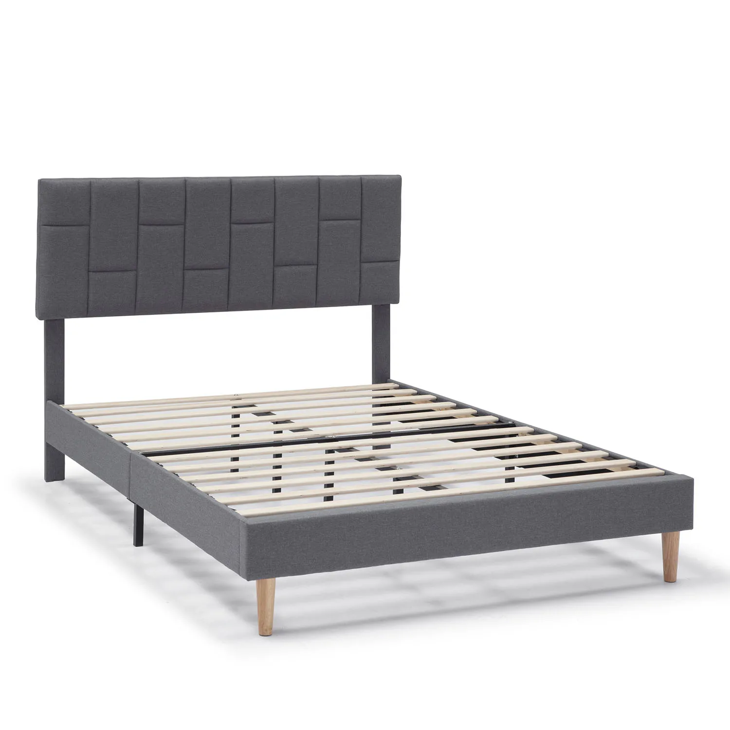 Estructura de Cama tapizada Sorni de 30 cm, 90x190cm, color Gris oscuro VS Venta-Stock
