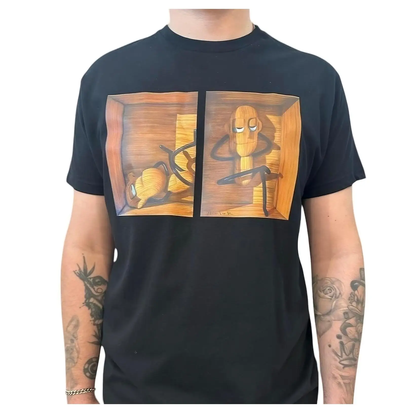 Camiseta Negra Diseño Único Héctor Romero - Arte y Moda - Negro - Algodón Suave - Hecha en Madrid - Hombre y Mujer