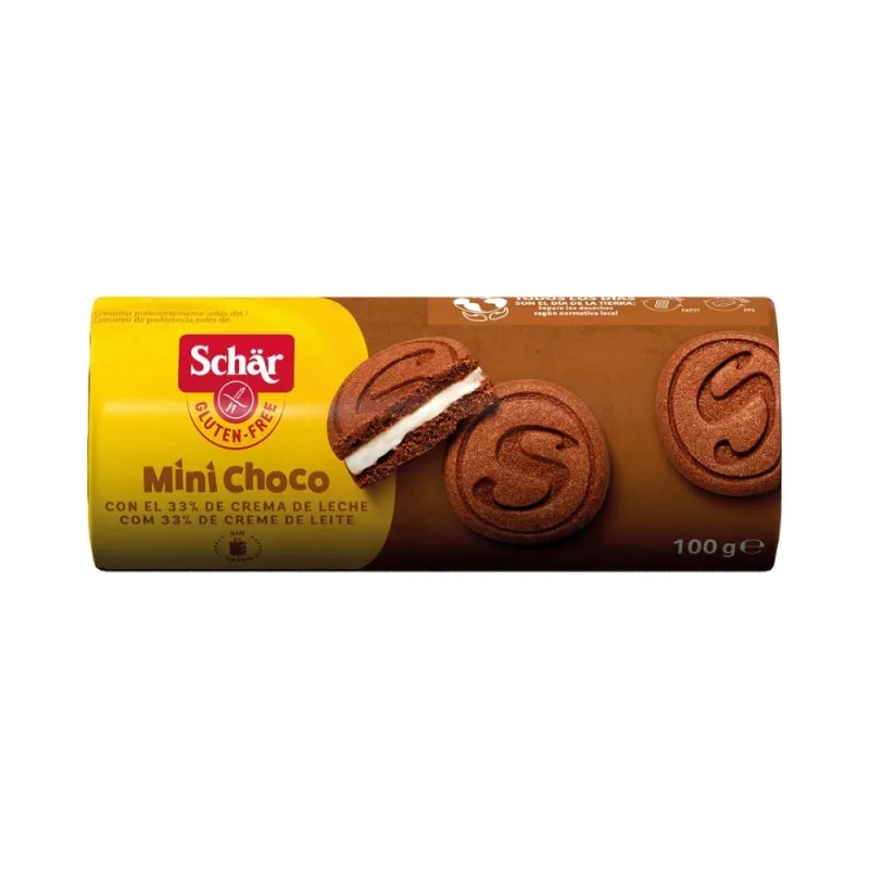 Mini choco gluten free pack of 4 units 100 grams suitable for vegetarians and vegans schär