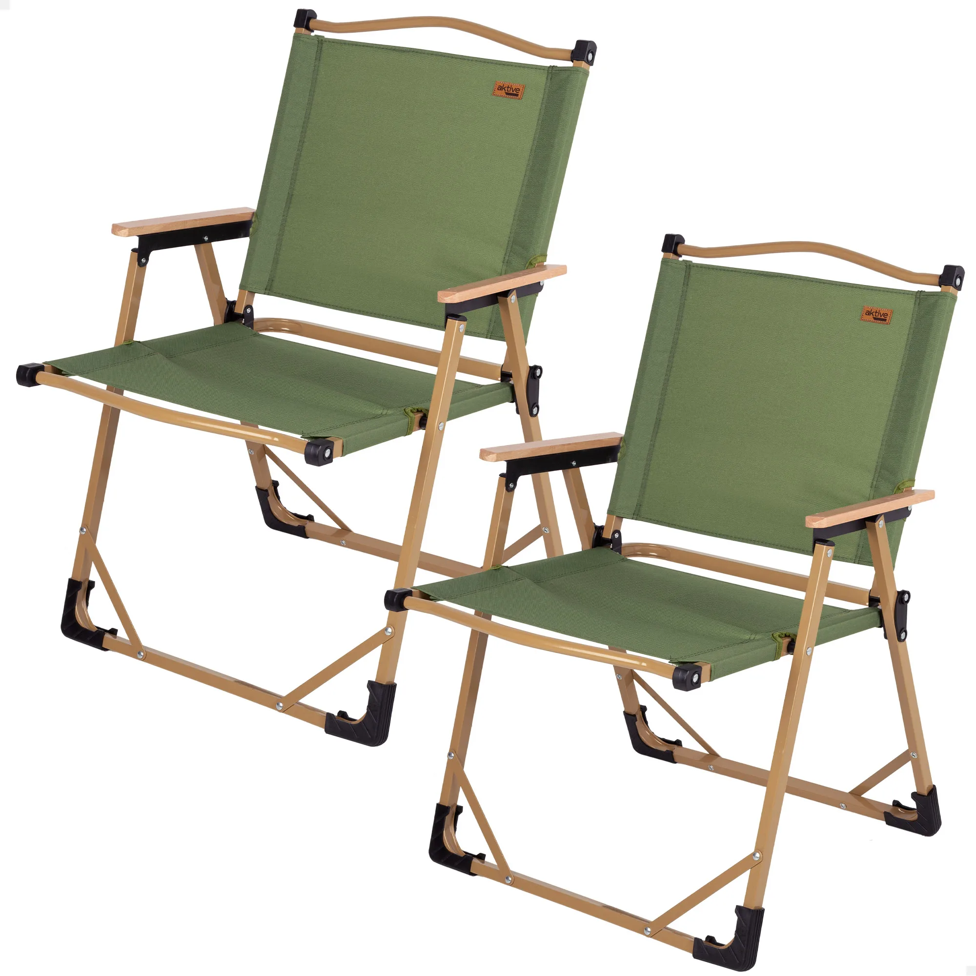 Pack 2 sillas plegables altas glamping verde acero Aktive