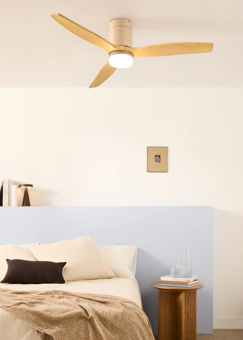Create - silent 40w ceiling fan (ø132cm), sand motor with light wood effect abs blades - wind calm