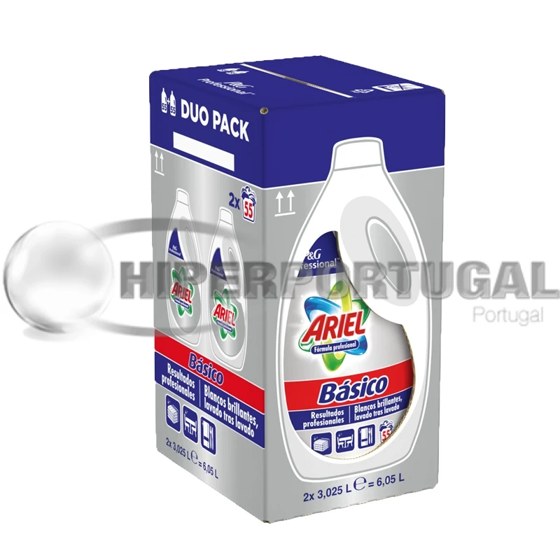 Pack de 2 Ariel Básico, Detergente Líquido para Lavadora, 60 lavados cada uno