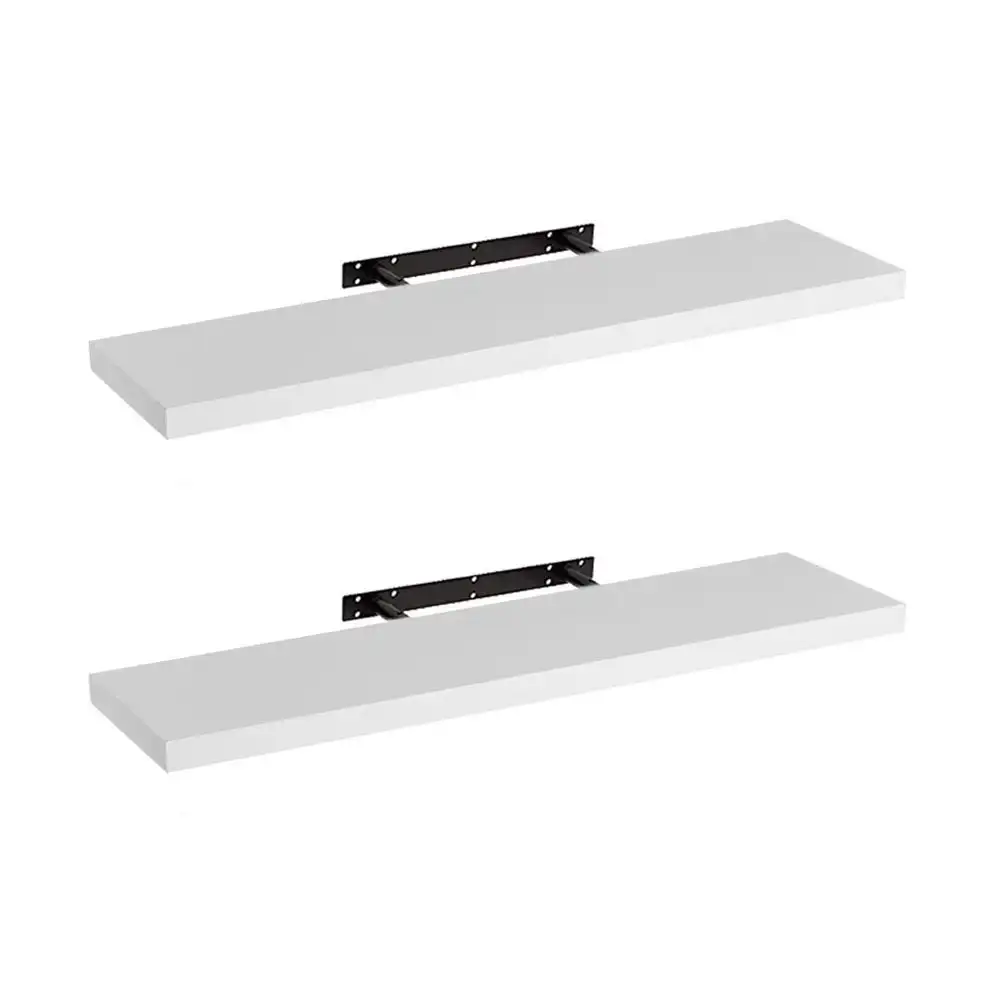 Set de 2 estantes de pared flotantes blancos de 100x24 cm