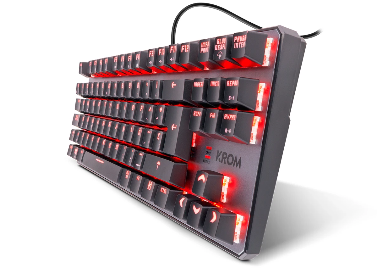 KROM KERNEL TKL Mechanical Gaming Keyboard, no numeric keyboard, RGB LED lighting, silent, Spanish Layout
