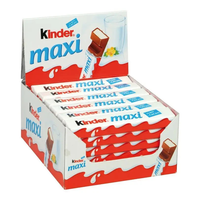 Kinder Maxi Nacional España caja 36unidades Barrita de chocolate con leche Kinder rellena de crema de leche Sabor adaptados a gustos españoles