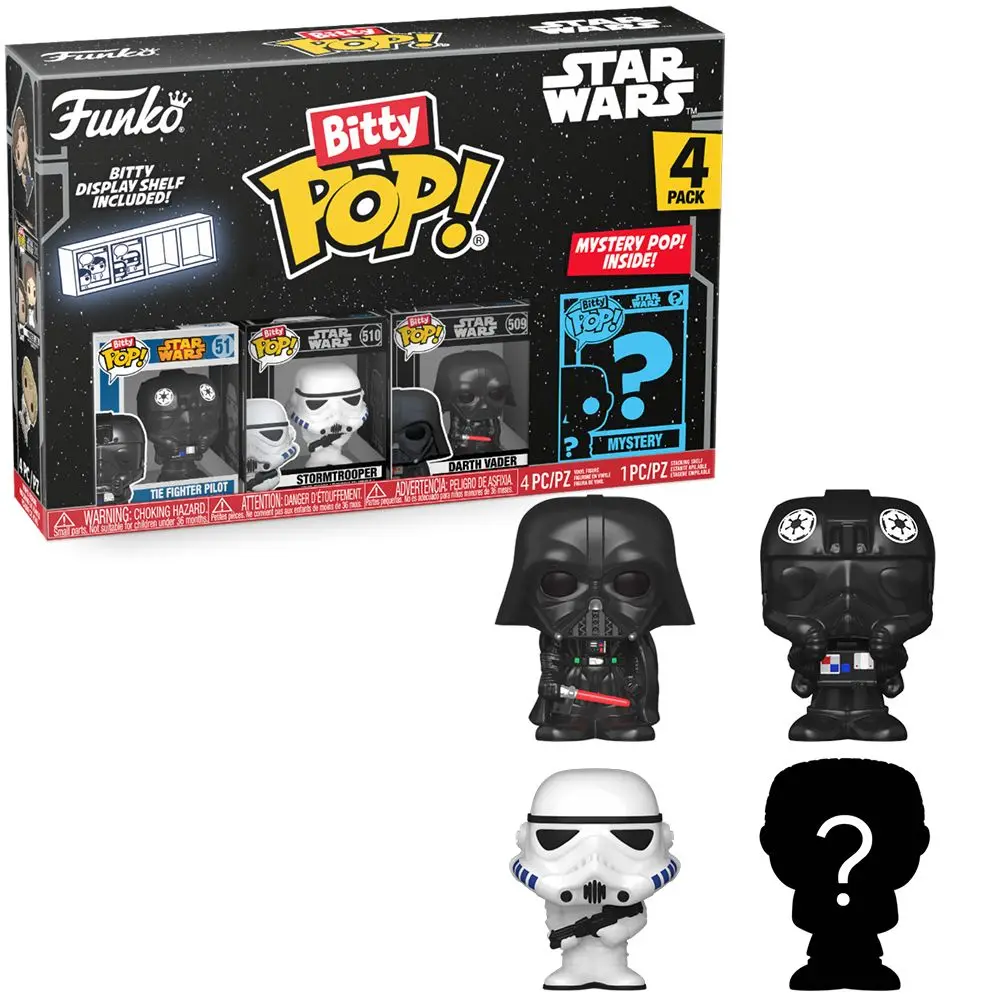 Funko Bitty Pop! Star Wars - Piloto TIE, Stormtrooper, Darth Vader y ¿?, 71514