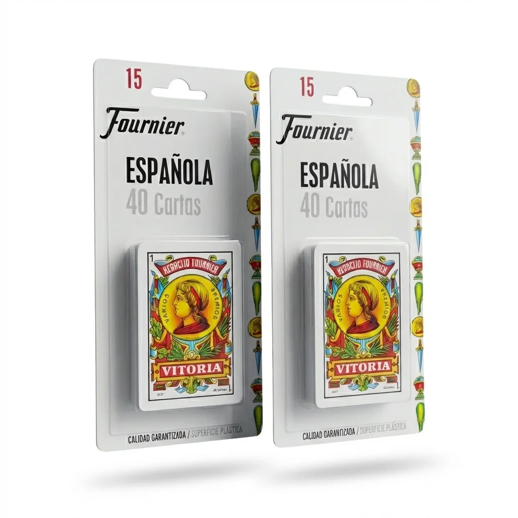 Pack 2 Barajas de cartas española 40 Naipes fournier 15 clásico tradicional, mus, brisca, tute plastificadas Calidad Premium