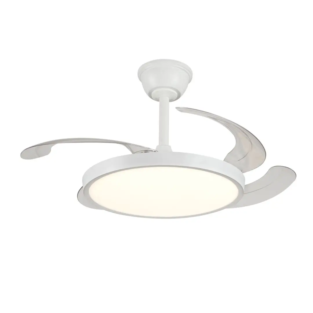 Ventilador de techo led PB LIGHTING con aspas retráctiles MELODY S Ø92cm blanco con mando y regulable