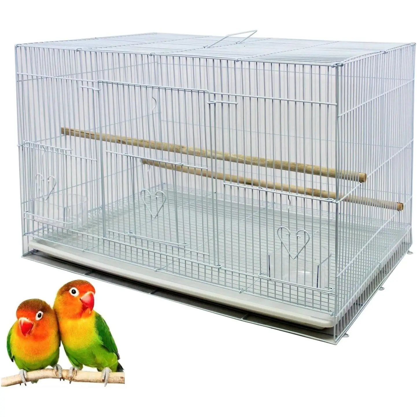 Bps metal parrot cage for birds bird house parakeet canaries large cage with feeder booster 60x39.5x40cm white #1