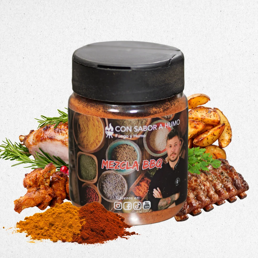 Mezcla de Especias para Barbacoa, 100g, Tarro, Artesanal, Pimentón Dulce y Especias, Sin Alérgenos CON SABOR A HUMO FUEGO Y HUMO