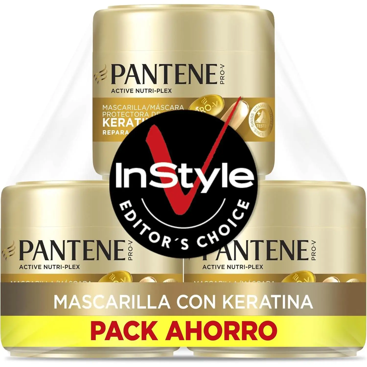 Pantene Pro-V Repara Y Protege Mascarilla Protectora De Keratina 3X300ml cuidadoidel cabello. Para Pelo Seco Y Dañado. Ayuda A Reparar 6 Meses De Daños En Un Solo Uso