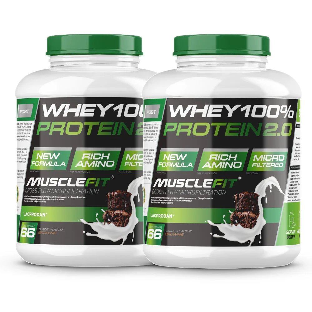 Pack 2 x Whey 100% Protein 2kg  - MuscleFit│MUSCLECULT│Incremento de masa muscular│Proteína│Mas musculo