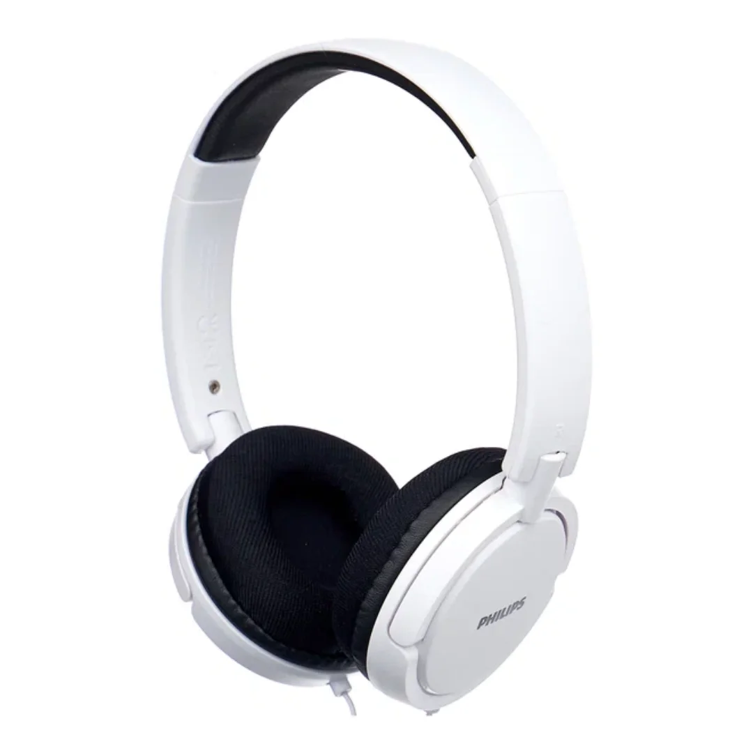 Auriculares Cascos Diadema Phillips blancos ligeros con Cable Extra Bass