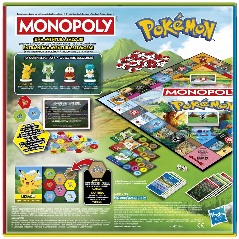 Monopoly Pokémon Classic Game by Hasbro - Spanish board game for 2-10 players, featuring iconic Kanto and Johto locations, Pokémon collecting, and easy-to-learn rules for family fun and entertainment. #7
