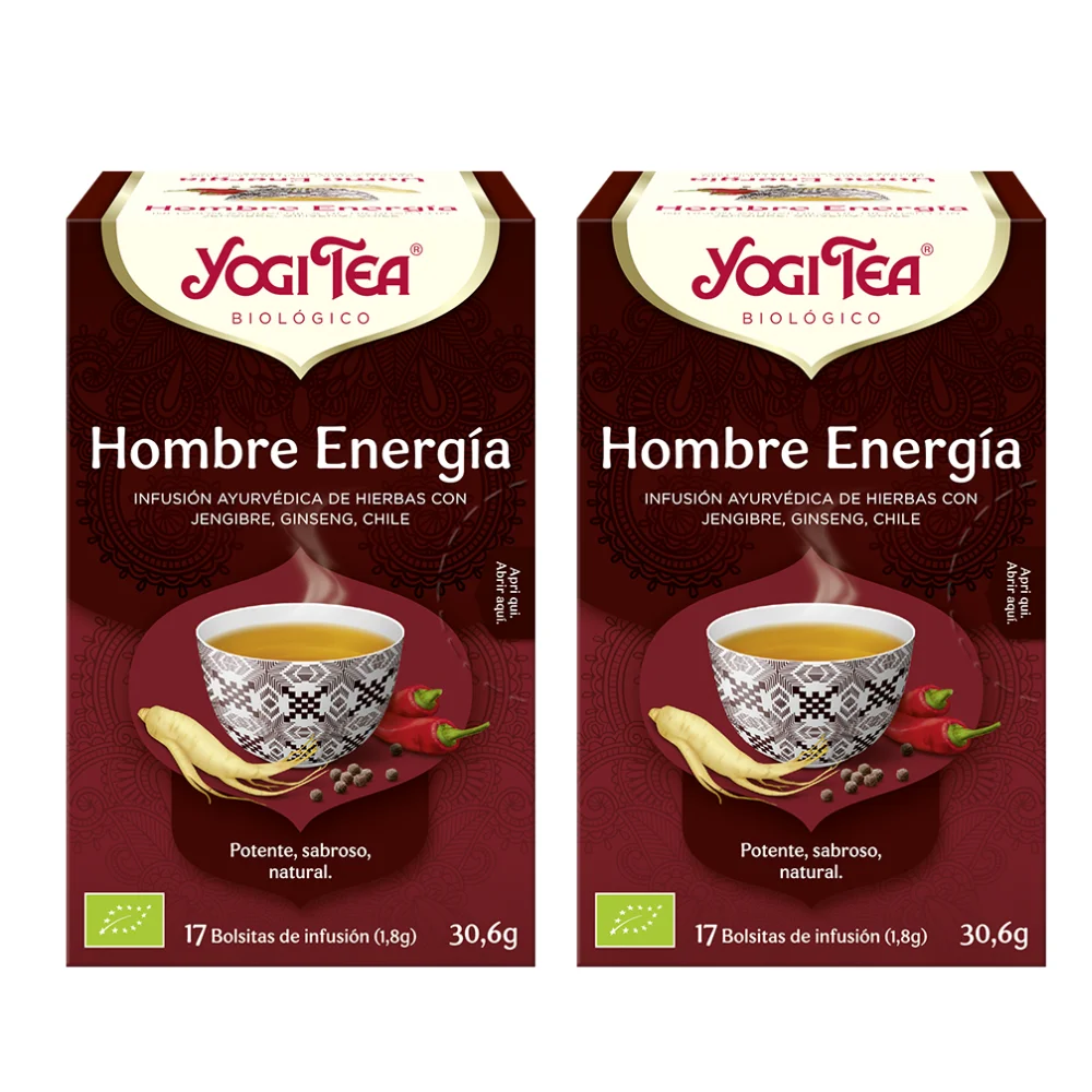 Té Hombre Energía  Packs 2   Yoga fácil para purificarse  17 bolsitas de infusión  YogiTea