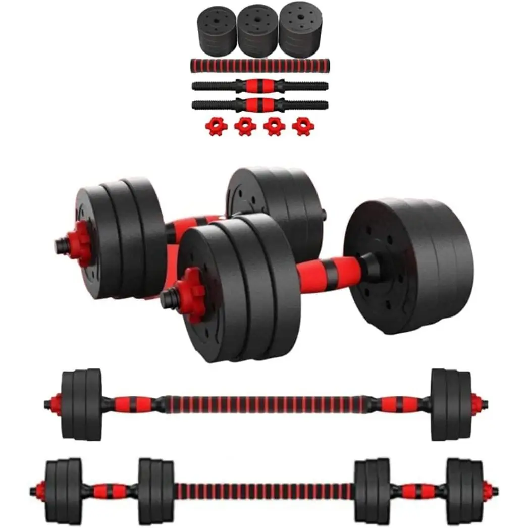 PERPETUAL®Dimmable dumbbell Kit (10kg 15kg 20kg 30kg Set)-adjustable weight Set for weight training and strength training-connecting bar-home gym-beginner man/woman