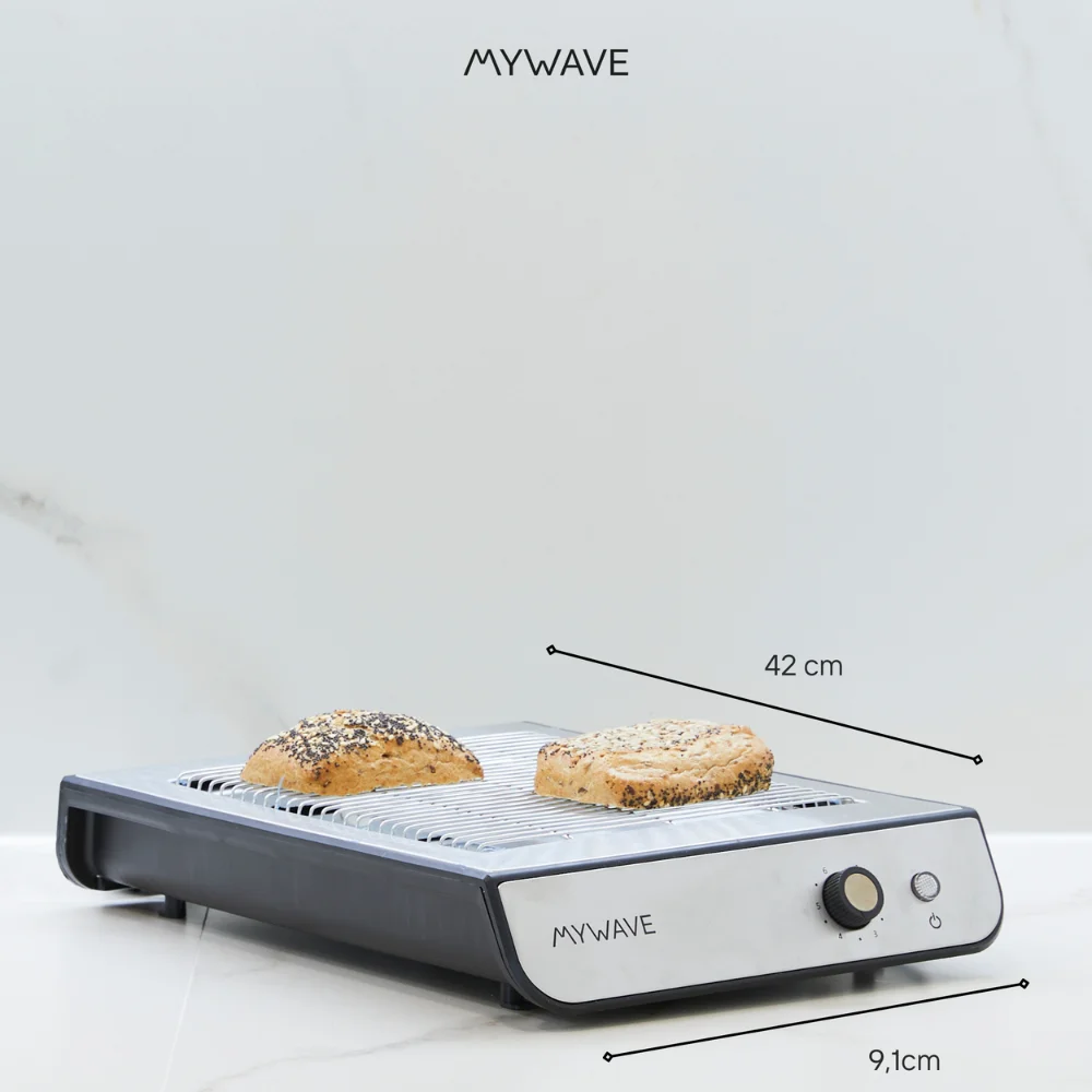 Mywave Mwtos-Pla Flat Toaster with 6 Power Levels