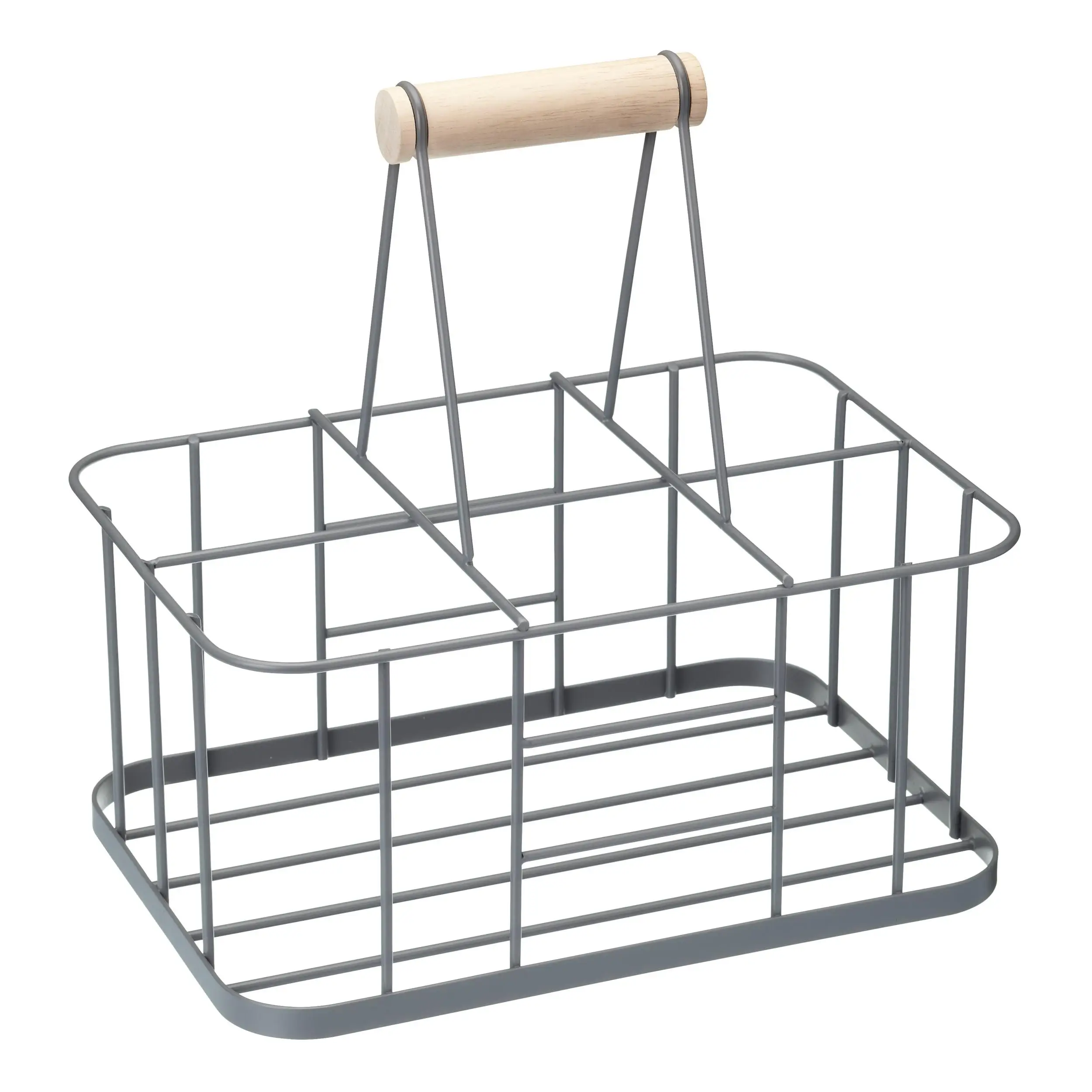 Living Nostalgia KitchenCraft Wire Metal Milk Crate/Bottle Carrier, 29 x 20 x 13 cm - Grey