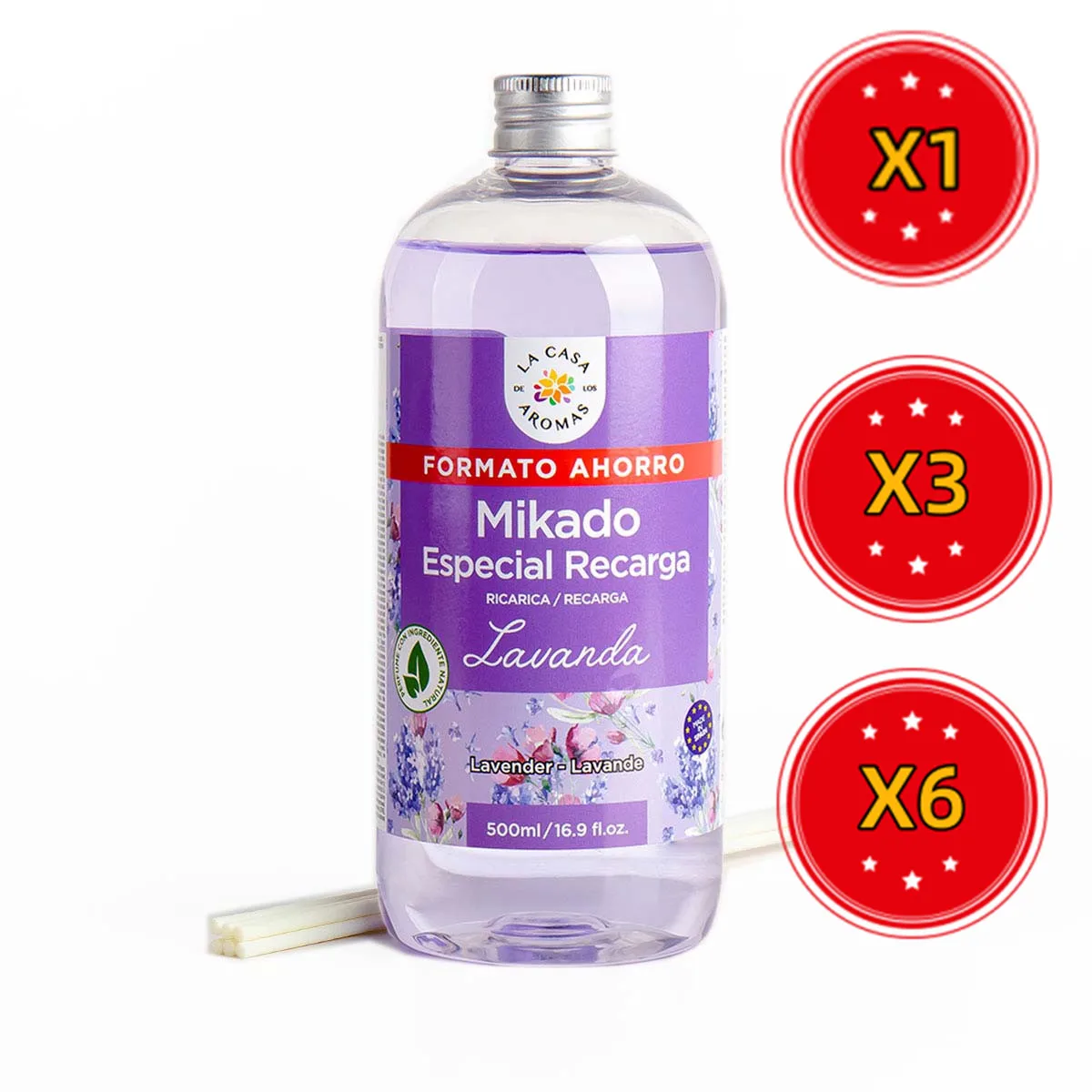 Plushome Ambientador Mikado Repo Aromatizante en Varillas - Variedad de Esencias - Canela, Azahar, Canela Naranja, Frutos Rojos - 250ml, 500ml y 1L
