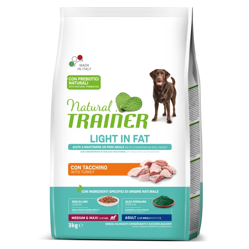 Natural Trainer Light in Fat Adult Medium Maxi con Pavo Pienso para Perros 12kg