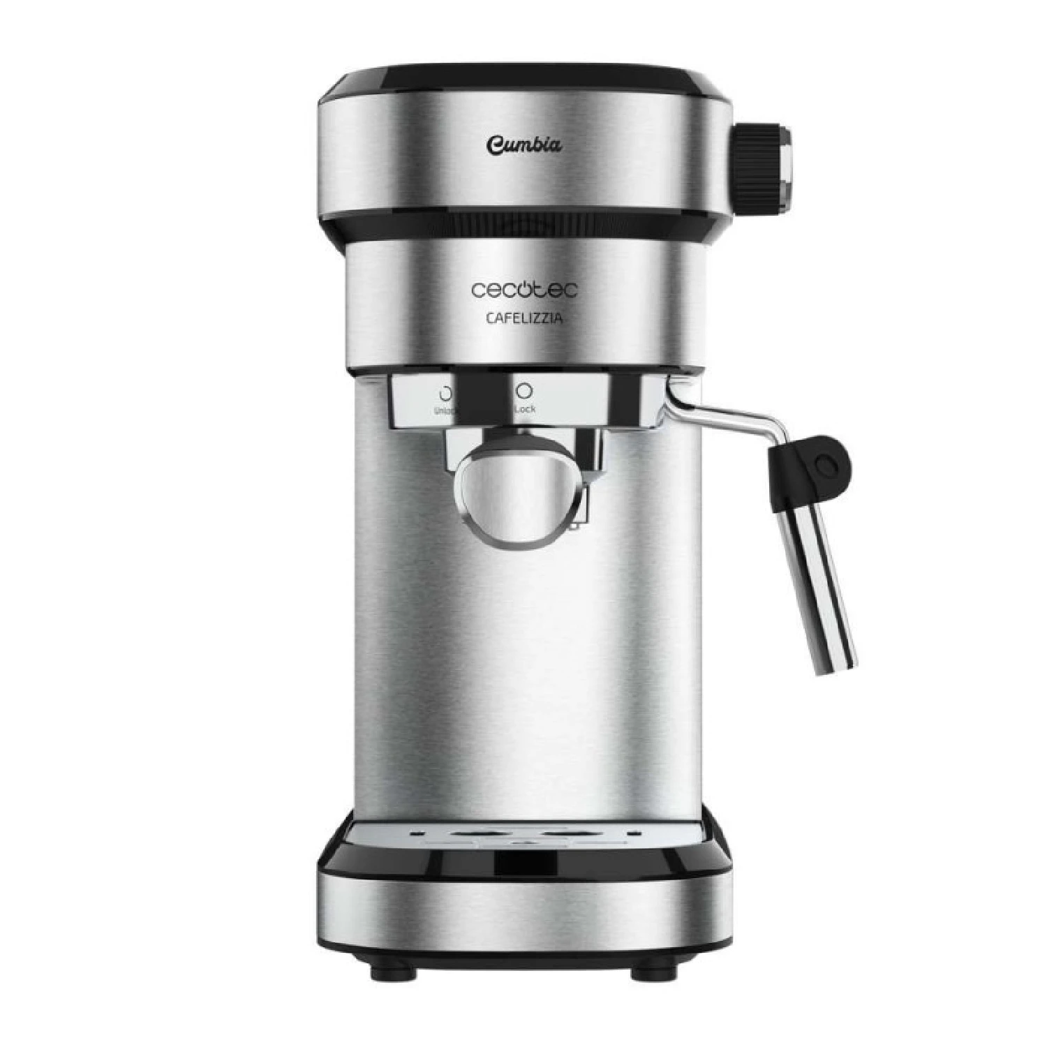 Cecotec express coffee maker with double outlet cafelizzia steel. 1350w portafilter arm with two filters adjustable vaporizer 20 bars of pressure