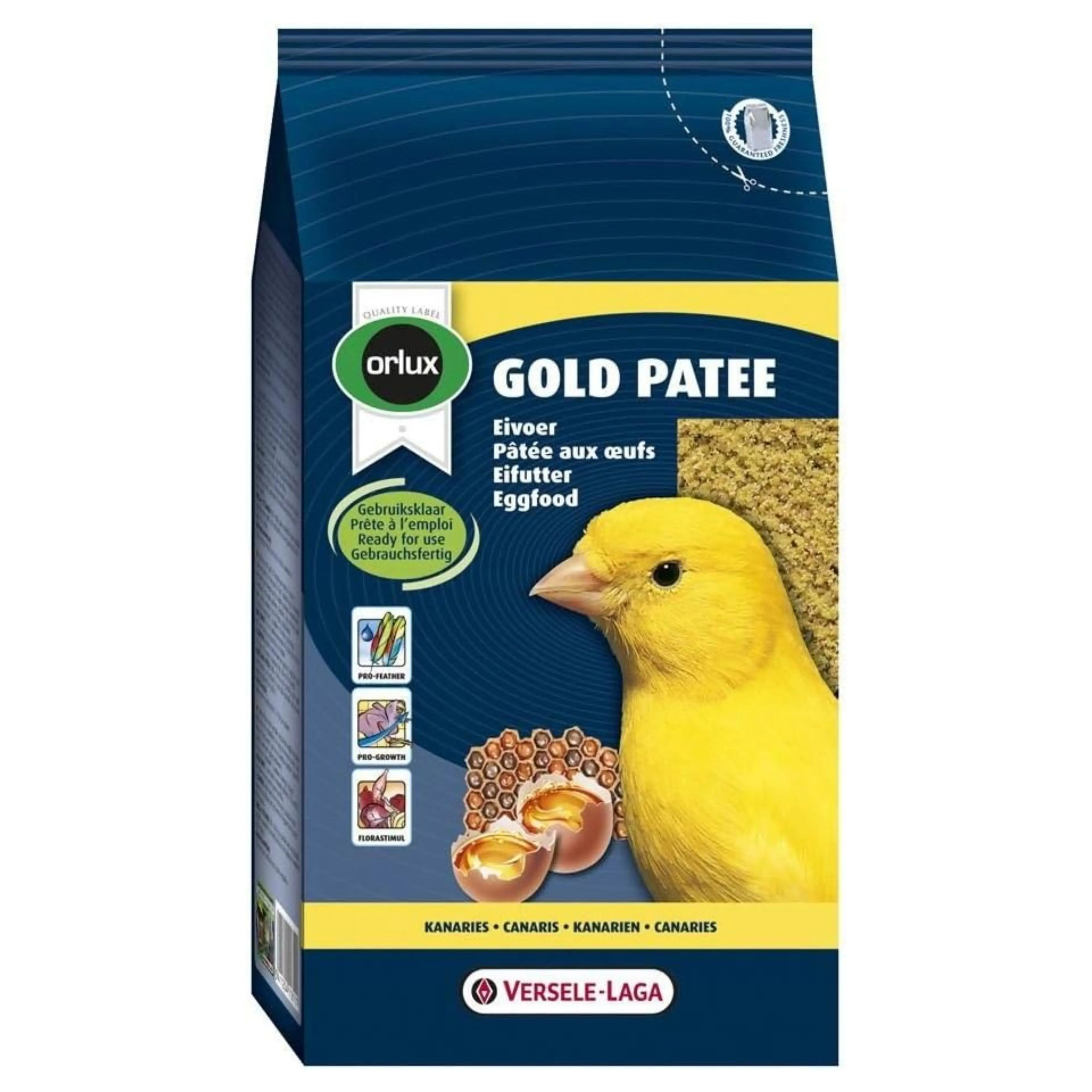 Gold Patee Orlux yellow bird paste with egg without added dyes-Versele Laga - Pasta goldfinches, finches, greenfinches-1Kg and 5Kg