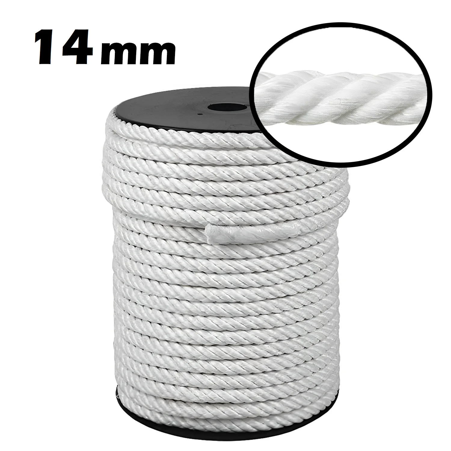 Cuerda blanca 14mm trenzada de nylon | Multifilamento | Trincaje, amarre y decoración. Longitud a elegir | Suministros Castro
