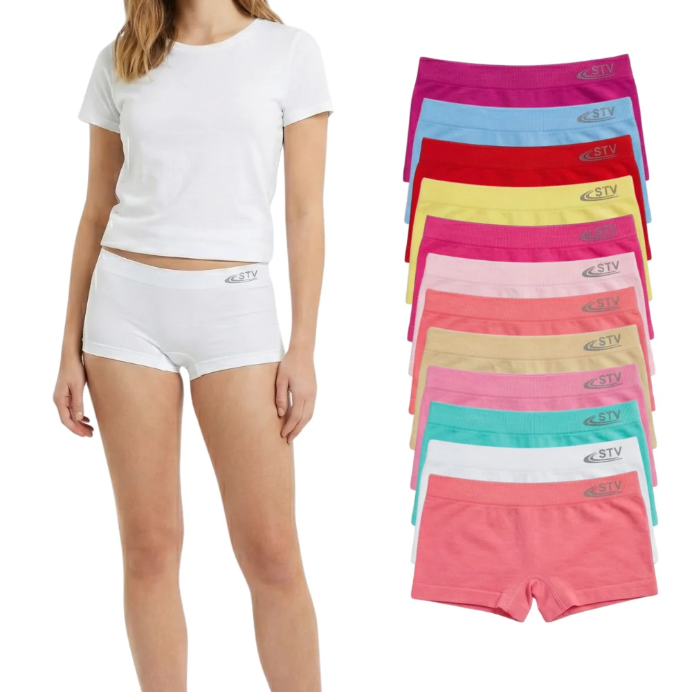 Idolika - Pack 12 - Braguitas niña - Braguitas tipo culotte - Sin costuras y elasticas