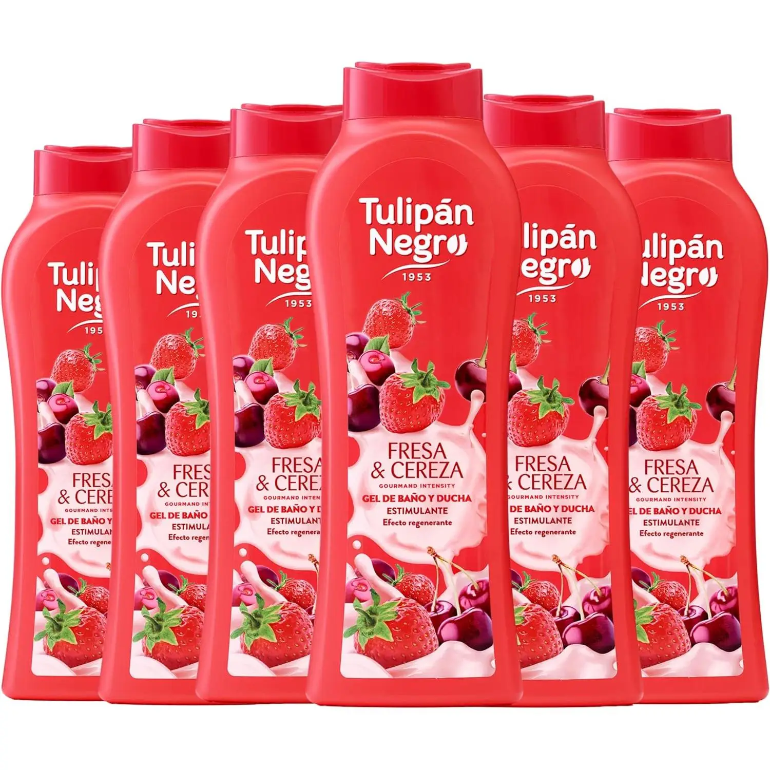 6 ud - TULIPAN NEGRO Gel de baño Fresa y Cereza botella 650 ml