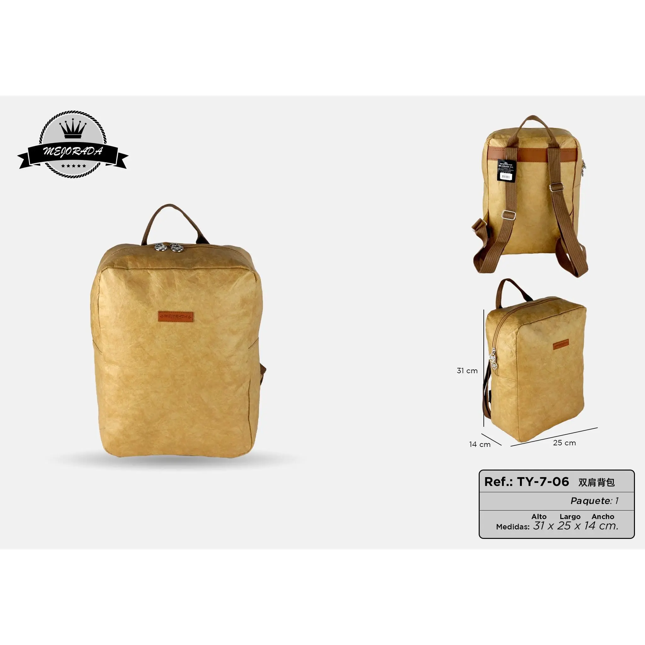 MEJORADA Mochila Mujer Cuadrada Alta Calidad Kraft Papel Impermeable