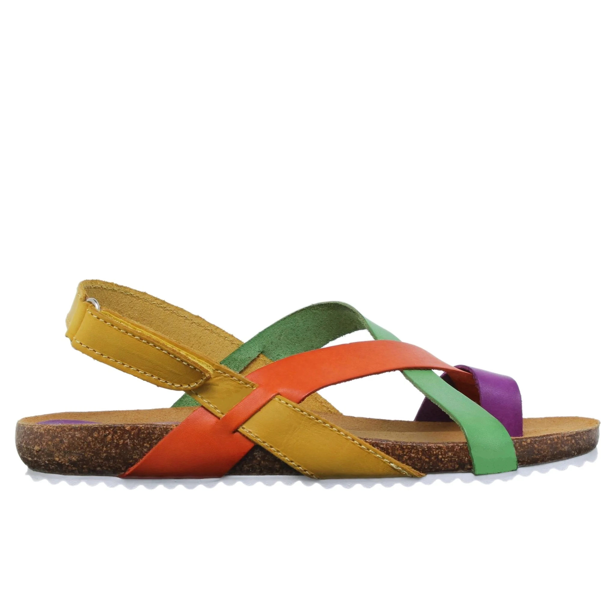 Sandalia plana mujer piel multicolor - Blusandal 8300BLU - Fabricadas en España