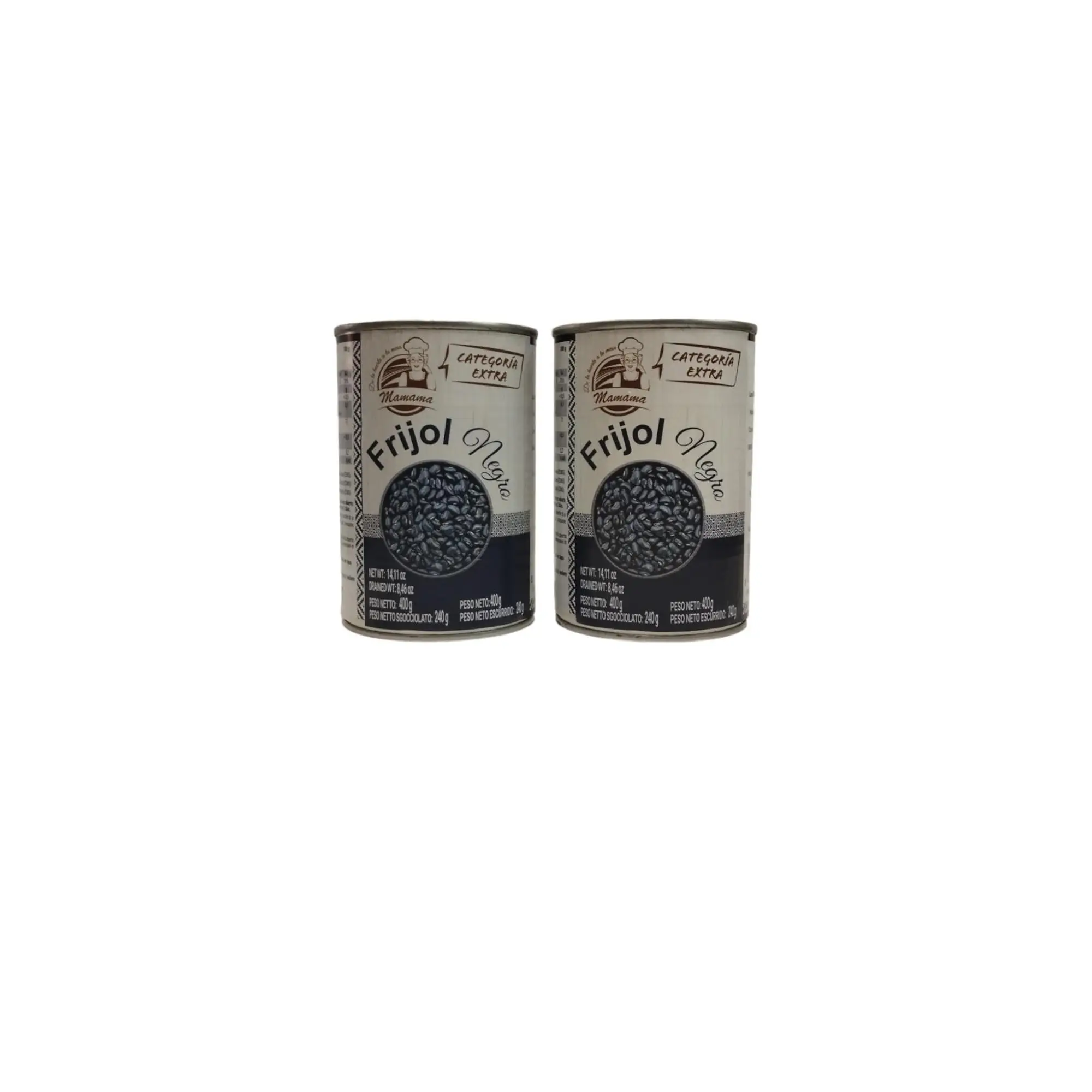 FRIJOL NEGRO LATA - Mamama - DE LA HUERTA A TU MESA - PACK DE 2 - 400 Gramos