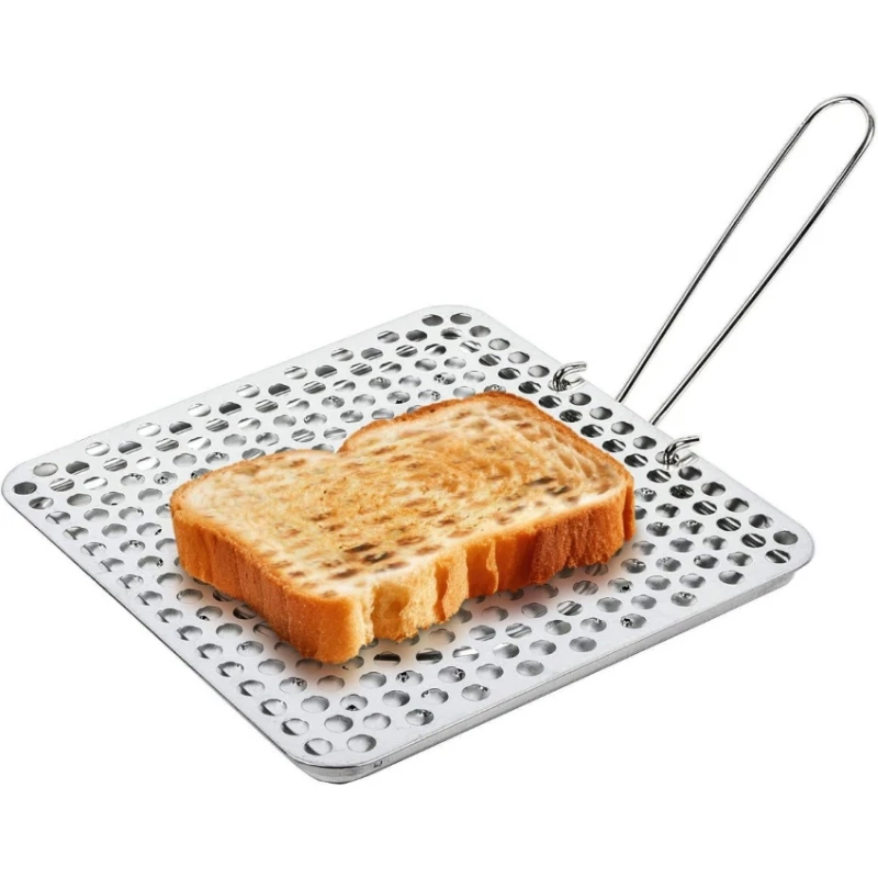 LILI HOME 🔥 Tostador de Pan de Acero Inoxidable | Mango Plegable | 20 x 20 x 1.2 cm Tu aliado práctico para tostar pan fácilmente sobre gas. Diseñado para quienes aman lo tradicional pero valoran la comodidad moderna, este tostador de pan ofrece una s