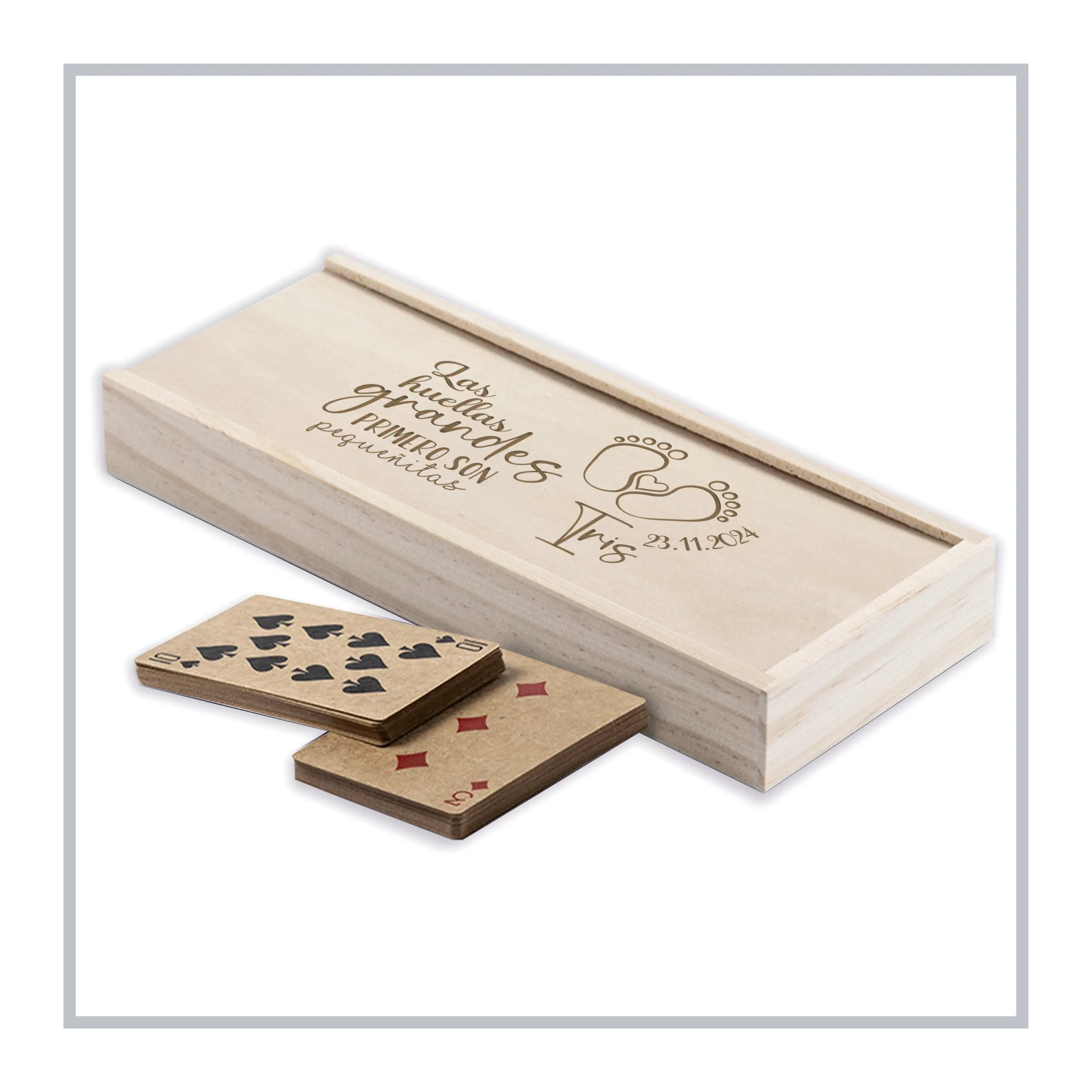 RegaloVip.es - Juego PERSONALIZABLE, juego de madera domino y cartas, regalos personalizados, detalles de boda, detalles de bautizo, detalles de comunión, regalos originales.