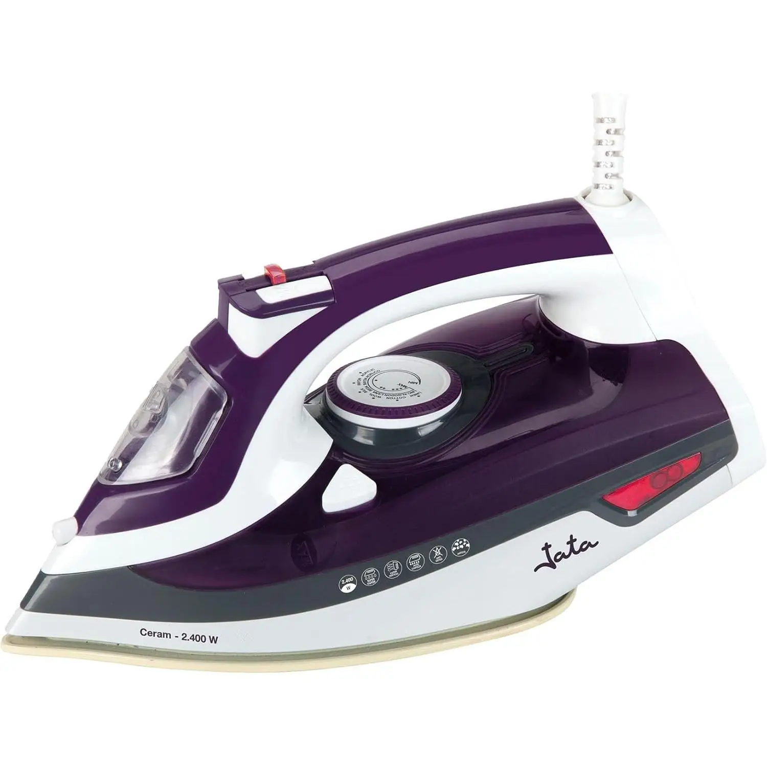 Jata PL221C Plancha de Vapor 2400W con Suela Cerámica | Golpe de Vapor 160 g | Antical, Antigoteo y Autolimpieza | Vapor Vertical