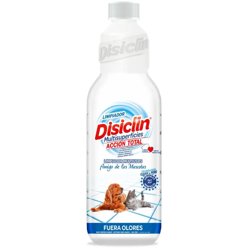 Disiclin Out Odors Concentrated Multi-Surface Cleaner 1000ml (Pack 4X1L) - Pet Friendly Disiclin, Total Action, Deep Cleaning, Traps Impurities, Reduces Allergens and Eliminates Bad Odors, with Bioalcohol, Without Bleach, Wonderful Freshness