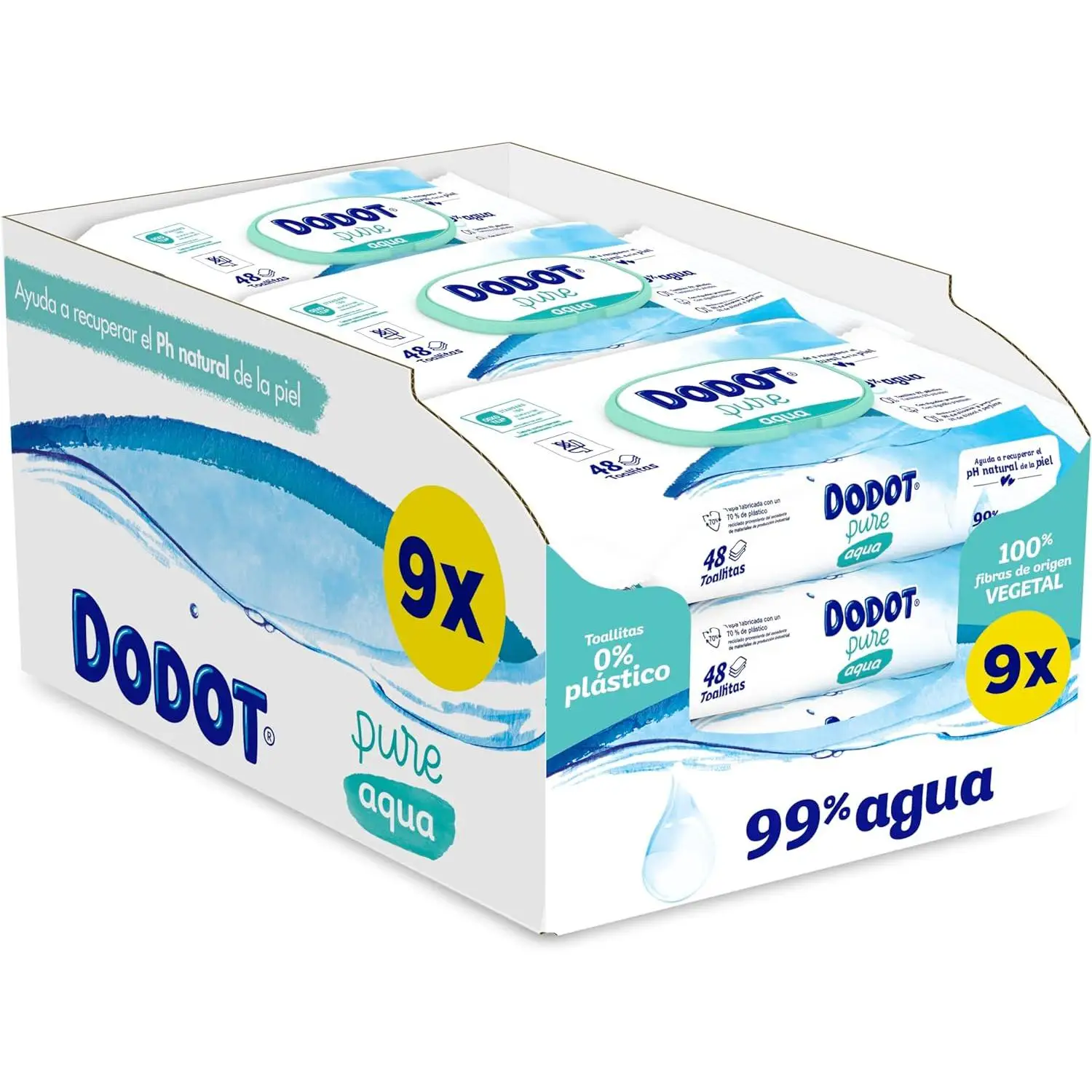 Dodot Pure Aqua baby wipes 99% water 432 wipes 9 packs (9x48) baby wipes