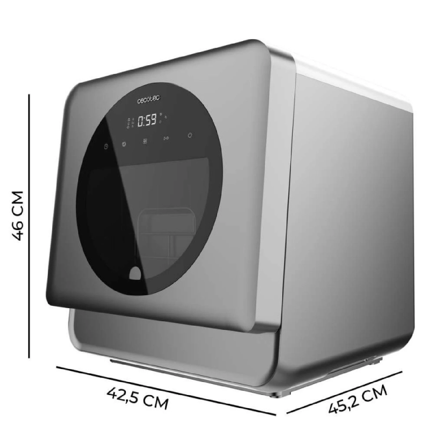 Cecotec compact dishwasher bolero aguazero 1150 dark with 3 services dark stainless steel finish, class c, with 6 programs