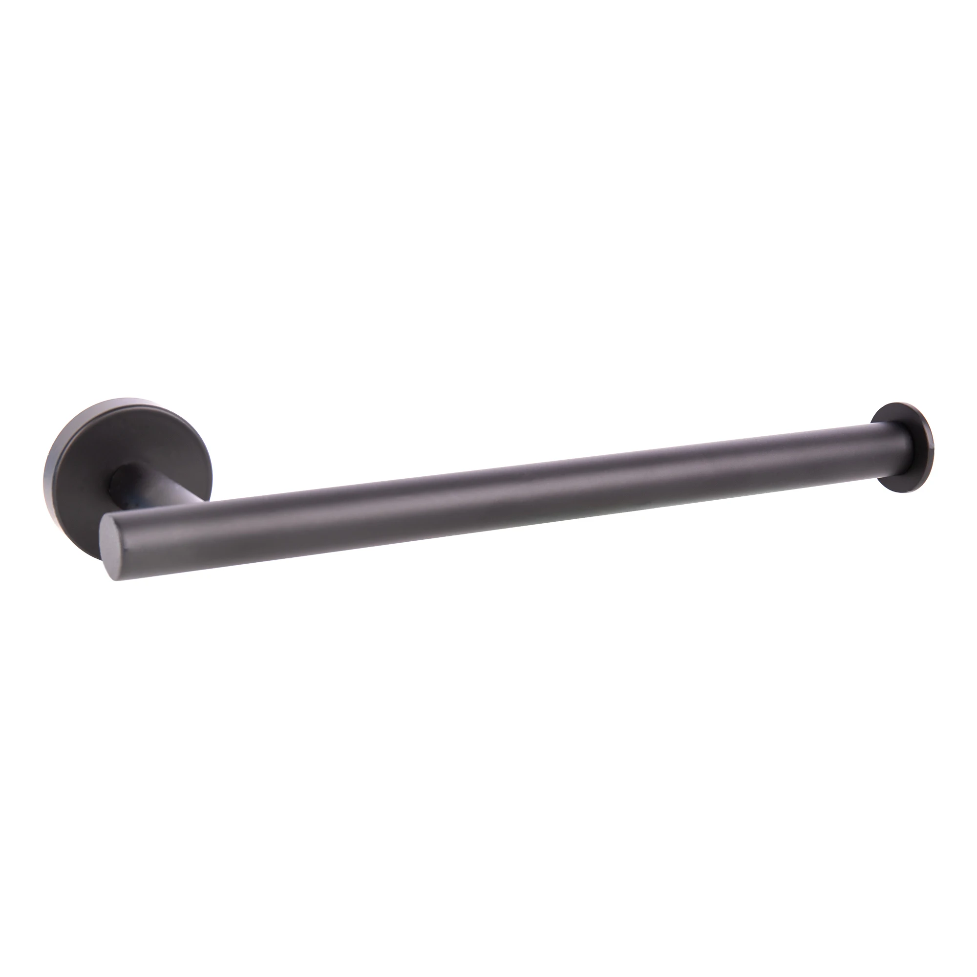 Cofan Toallero negro mate atornillado a pared | Diseño redondo elegante | Material: acero inoxidable | Kit de fijación incluido | Medidas: 28 x 8 x 5 cm