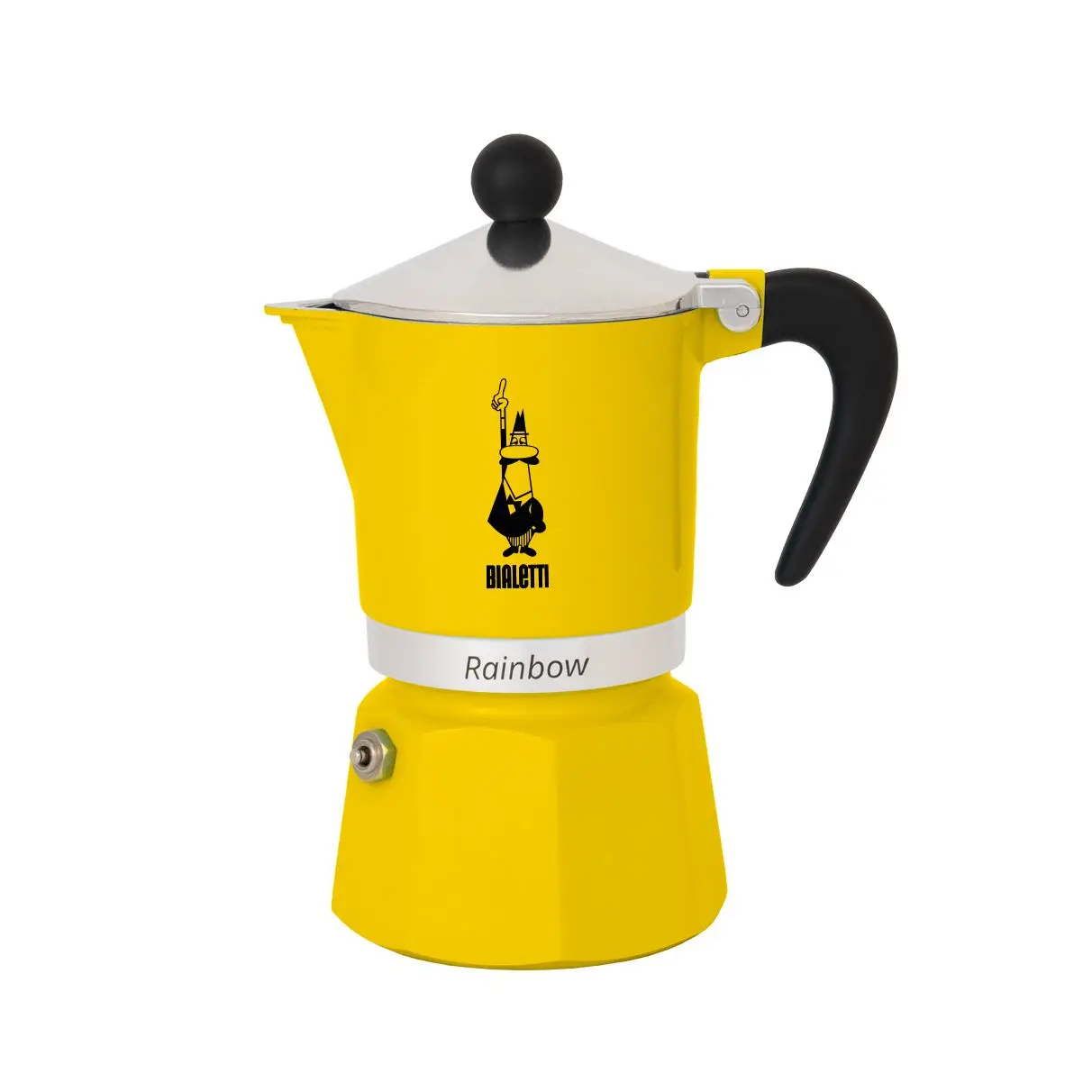 Bialetti Classic Italian Rainbow - Moka Express Coffee Maker, Different Sizes 1, 3, 6 Coffee Cups-Yellow, Red, green and Blue-High quality aluminum coffee machine-suitable for electric stove and hobs