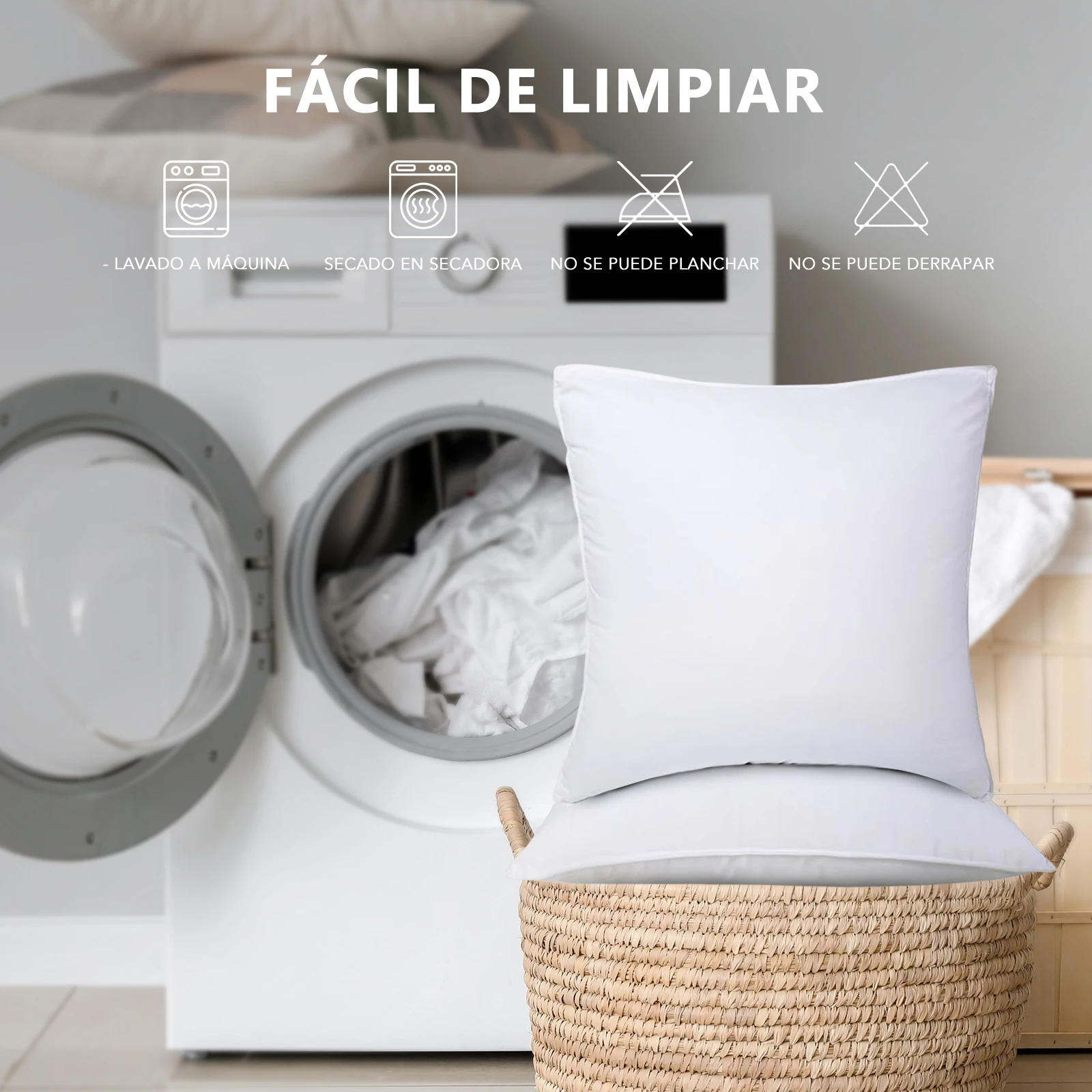 Easyspeed high recovery silicone hollow fiber cushion filling 2 / 4 / 6 units, 100% non-deformable polyester wadding, anti-allergic, hypoallergenic, adaptable to all covers, soft, fluffy, breathable