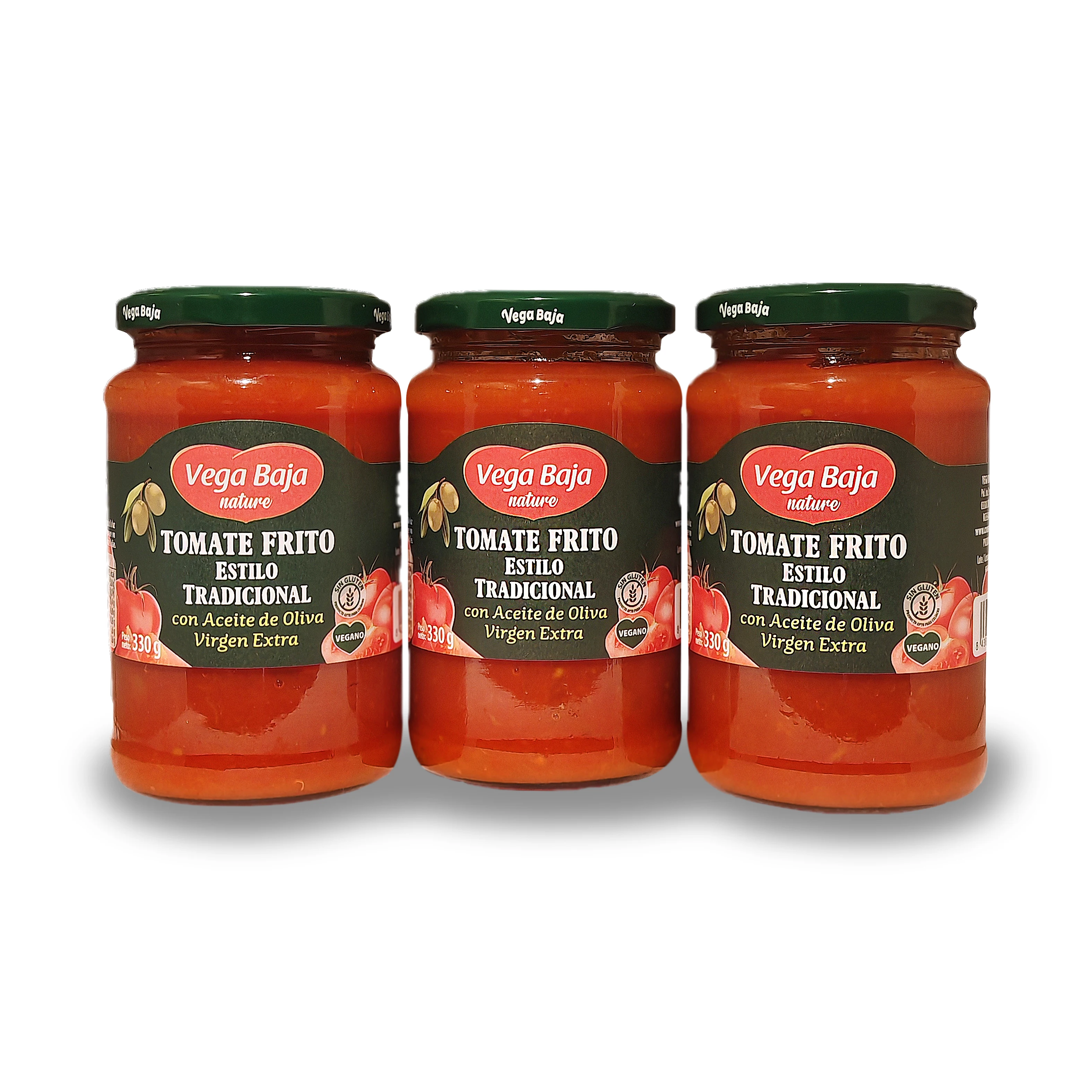 Tomate frito estilo tradicional con aceite de oliva virgen extra de Vega baja (Pack de 3 unidades)