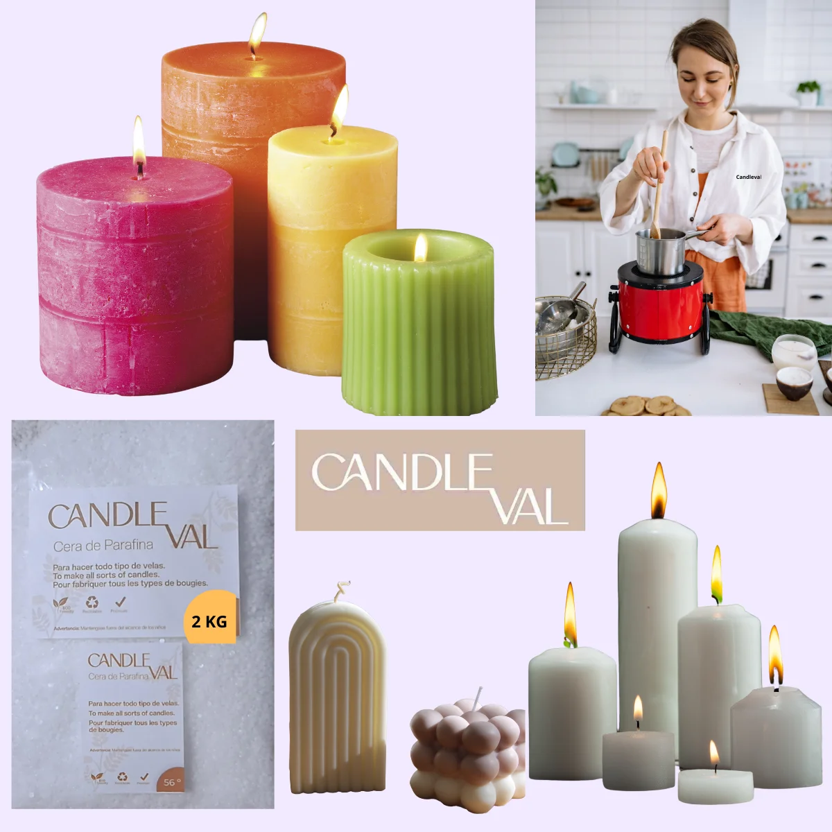 Candleval 2 kg paraffin wax for making candles in molds and jars presentation in small pearls of very easy handling