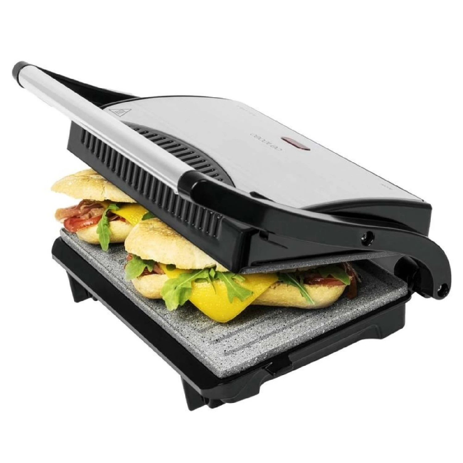 Cecotec Parrilla Eléctrica Con Grill Rock'n Grill. 700W, Superficie 23X14.5cm, Rockstone Antiadherente, Libre De Ptfe, Pfoa