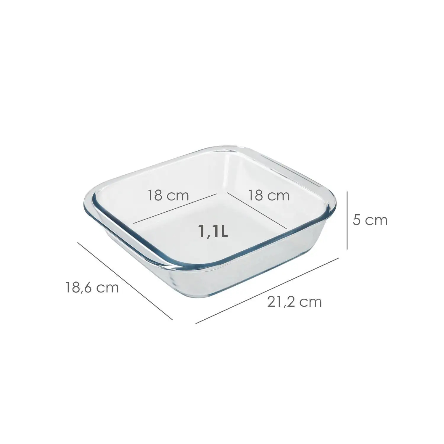 Square borosilicate crystal oven fountain 1.1 liters. 18x18 cm. ideal Mecks, salads, desserts, cooking, confectionery. Free bpa