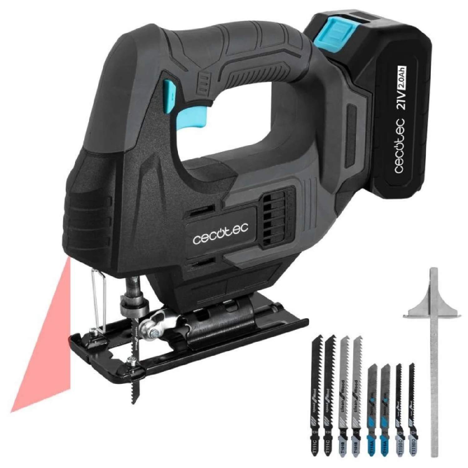 Cecotec Sierra de Calar Batería MultiCut 500 Vision Liberty. Caladora Inalámbrica con Batería NEX21 V 2 Ah de 21V, 0-2400rpm