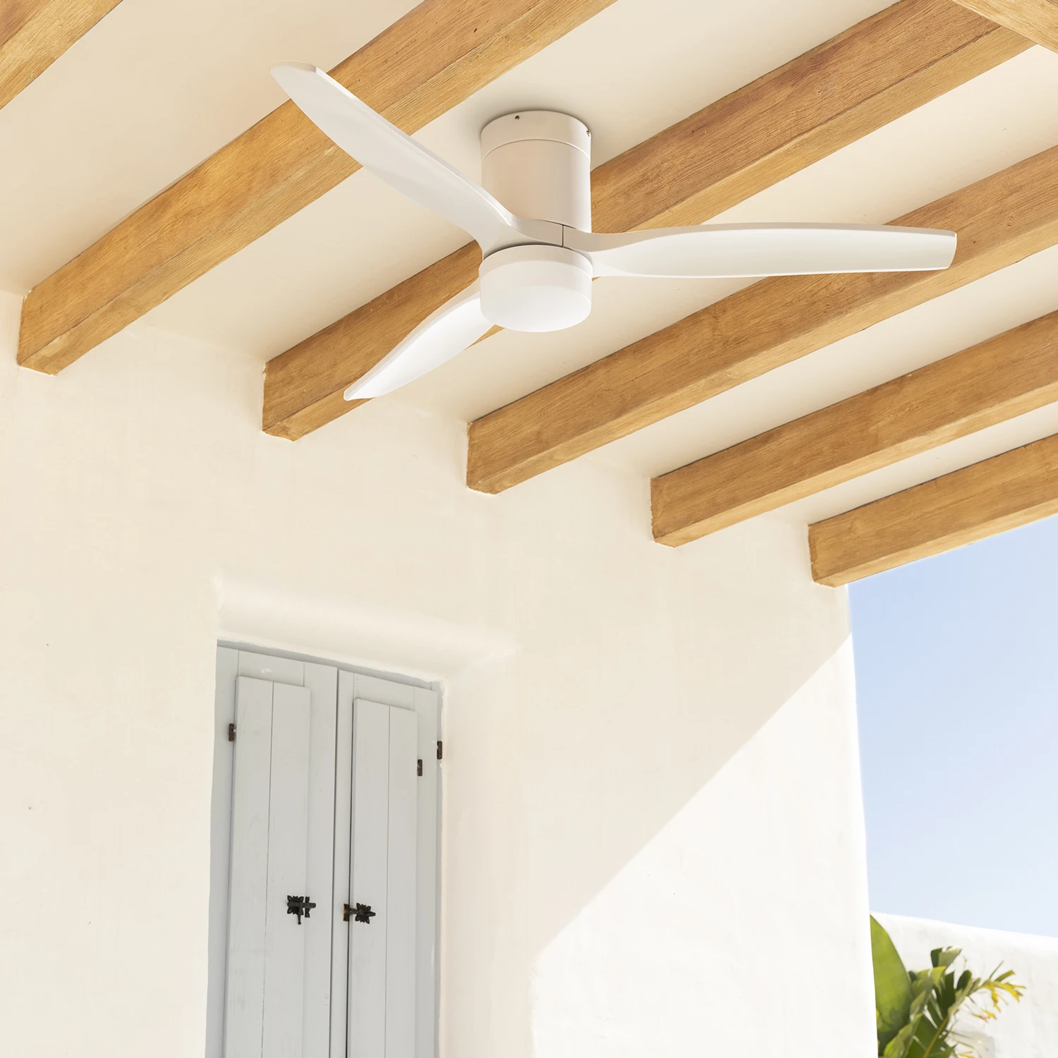Create outdoor ceiling fan with LED light and remote control