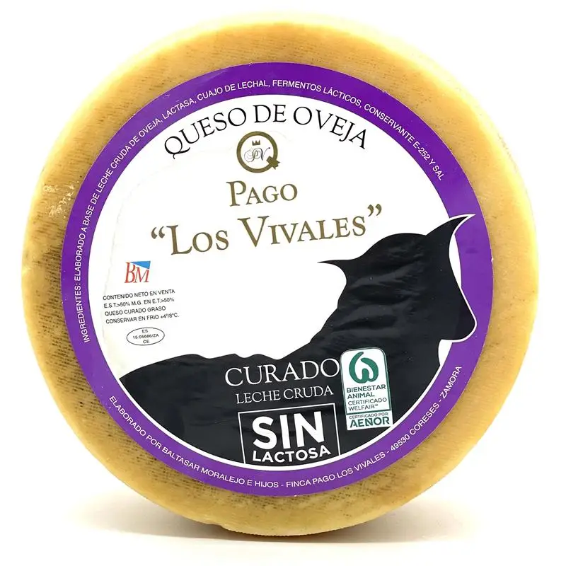Queso Sin Lactosa Curado de Oveja Pago "Los Vivales": 1/2 Queso de 1,7kg Aprox de Placer Culinario para Amantes del Queso en una Experiencia Gastronómica Excepcional.