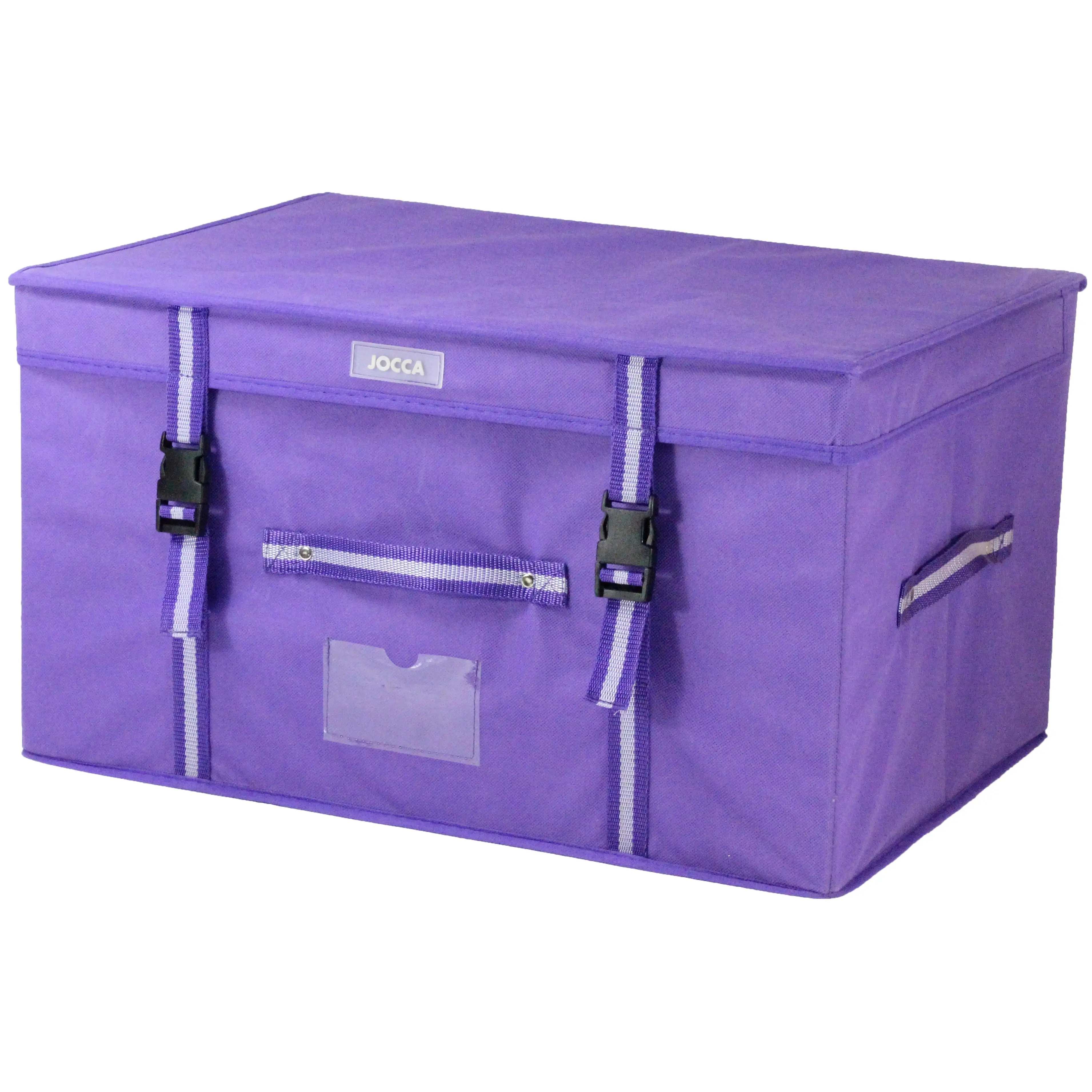 Baúl organizador plegable con bolsa al vacío Jocca, gran capacidad, reduce espacio hasta un 75%, ideal para ropa, mantas y textiles, fácil de montar, 100% polipropileno, 53x38x30 cm, con bolsa 90x100x38 cm (negro) o 80x100x32 cm (morado)