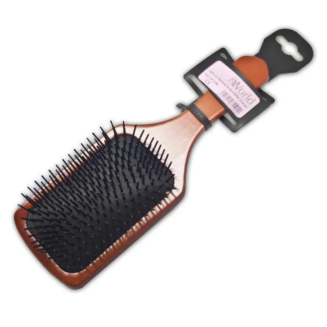 CEPILLO PELUQUERÍA RAQUETA CON MANGO DE MADERA